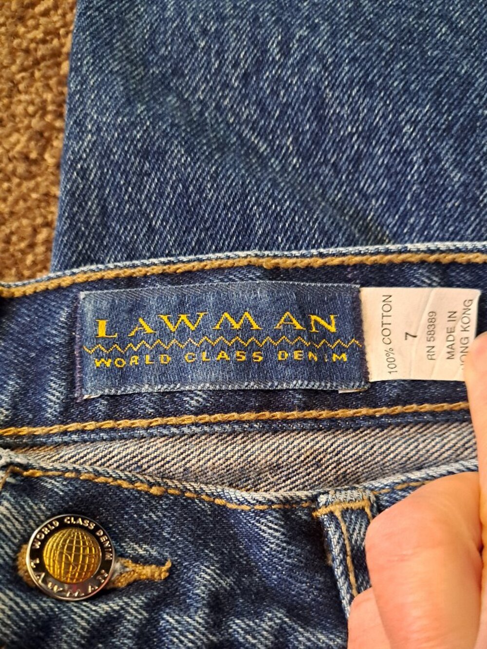 Vintage 80's,90's Lawman High Rise Western Jeans With Embroidered Logo Pocket - Picture 7 of 8
